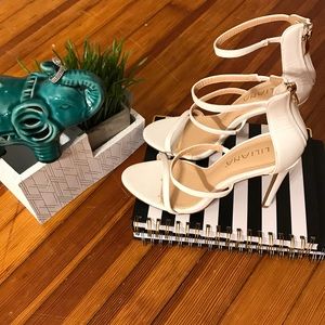 Liliana White Strapped Heels